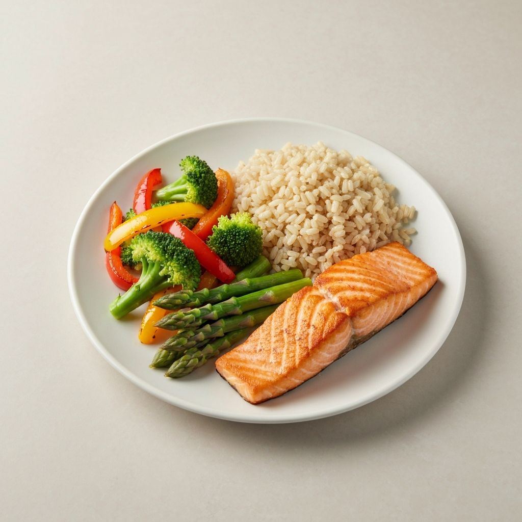 Beautiful balanced meal showing portion proportions