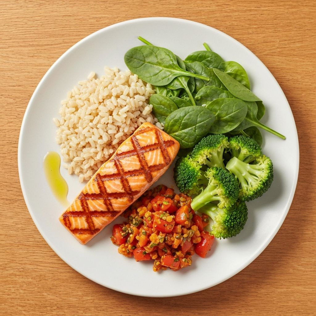 Balanced healthy meal with diverse foods